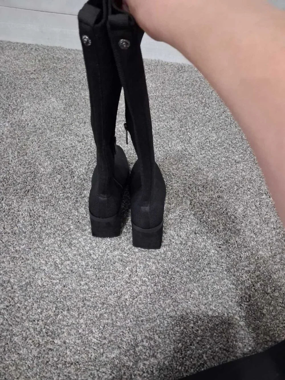 Anne Klein Alina Knee-High Boots – Black Knit – Size 6 (BNWT)
